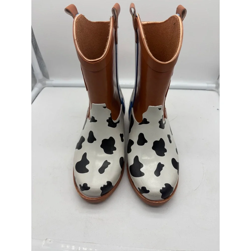 Disney Pixar Toy Story Toddler Rain Boots Woody Jessie Cow Print size 9/10